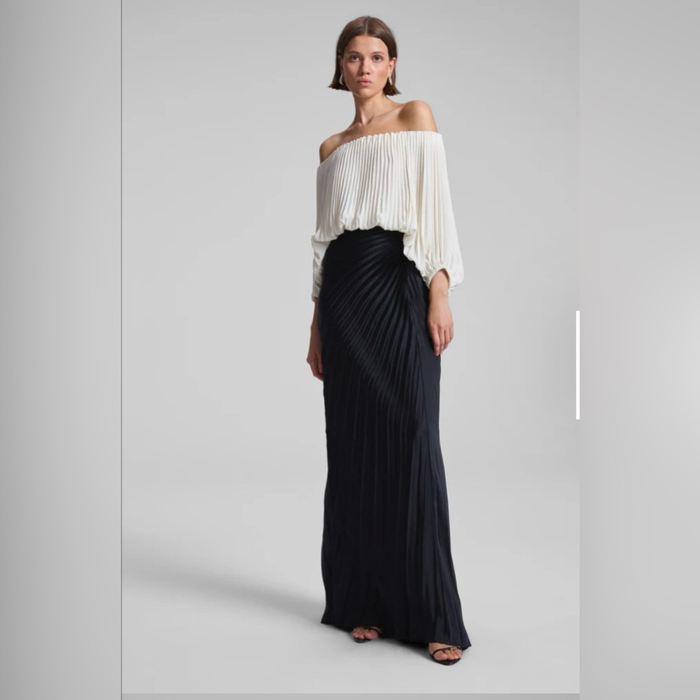 A.L.C. Bianca Satin Pleated Maxi Skirt $495